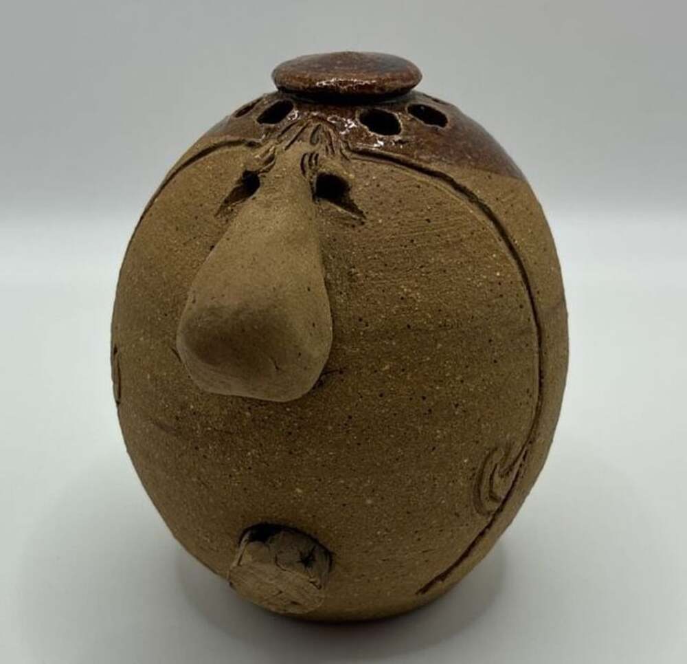 Handmade Studio Pottery Face Jug Stoneware Sculptural Incense Holder Signed